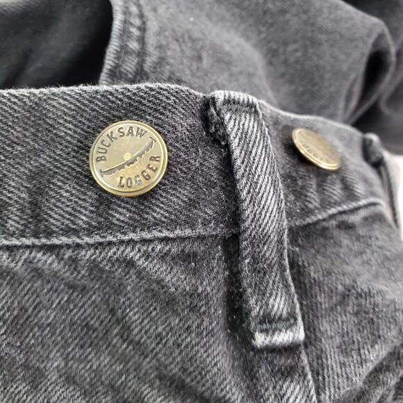 Wrangler relaxed fit mens 40x30 black faded jeans Suspender buttons - Picture 4 of 8